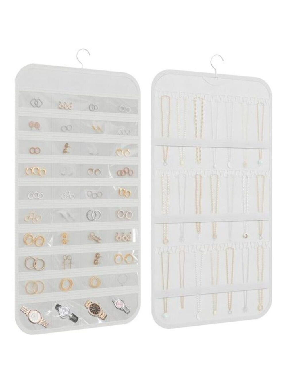 Hanging Jewelry Organizer Necklace Holder Earring Ring Bracelet Storage White